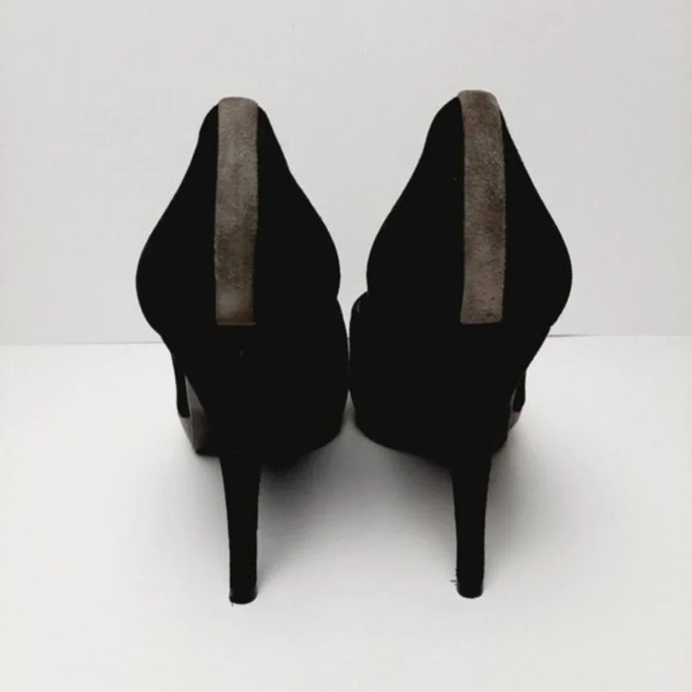 STUART WEITZMAN Genuine Suede Leather Pumps High Heel Stiletto Black Grey Sz 10 - Picture 10 of 13